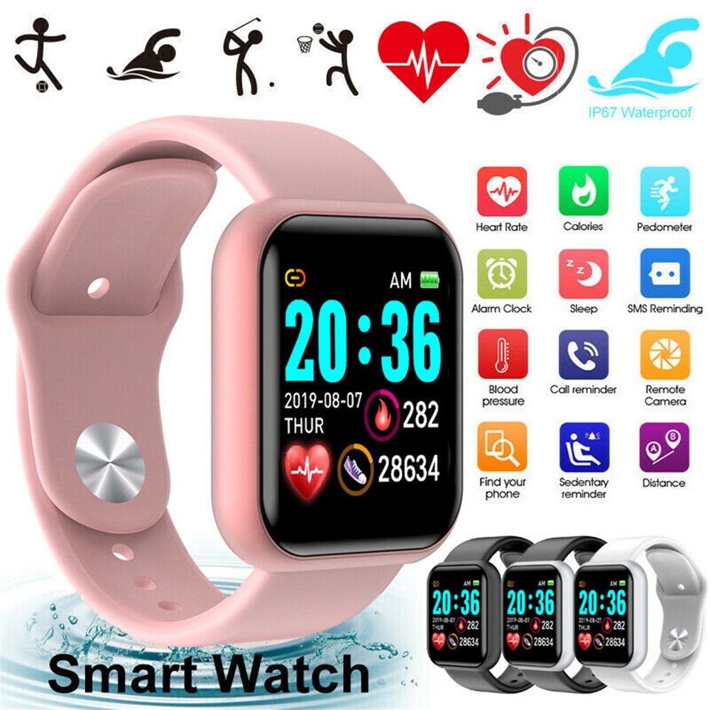 สมาร์ทวอทช์บลูทูธนาฬิกาหน้าจอสัมผัส IOS Android Heart Rate Monitor เดินวิ่ง Smart Watch ส่งที่ชาร์จ